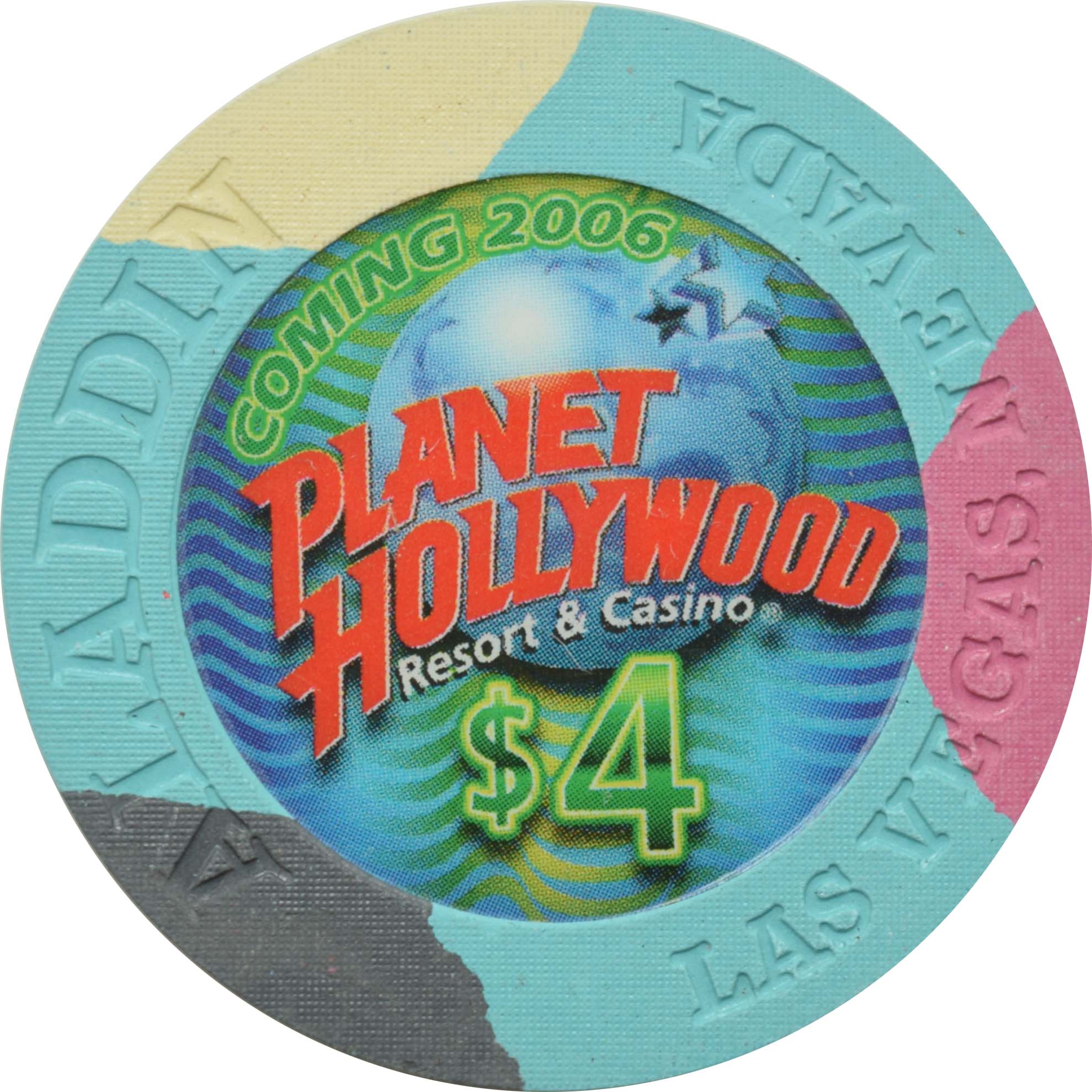 Aladdin Resort & Casino Las Vegas Nevada $4 Planet Hollywood Coming Soon Chip 2004