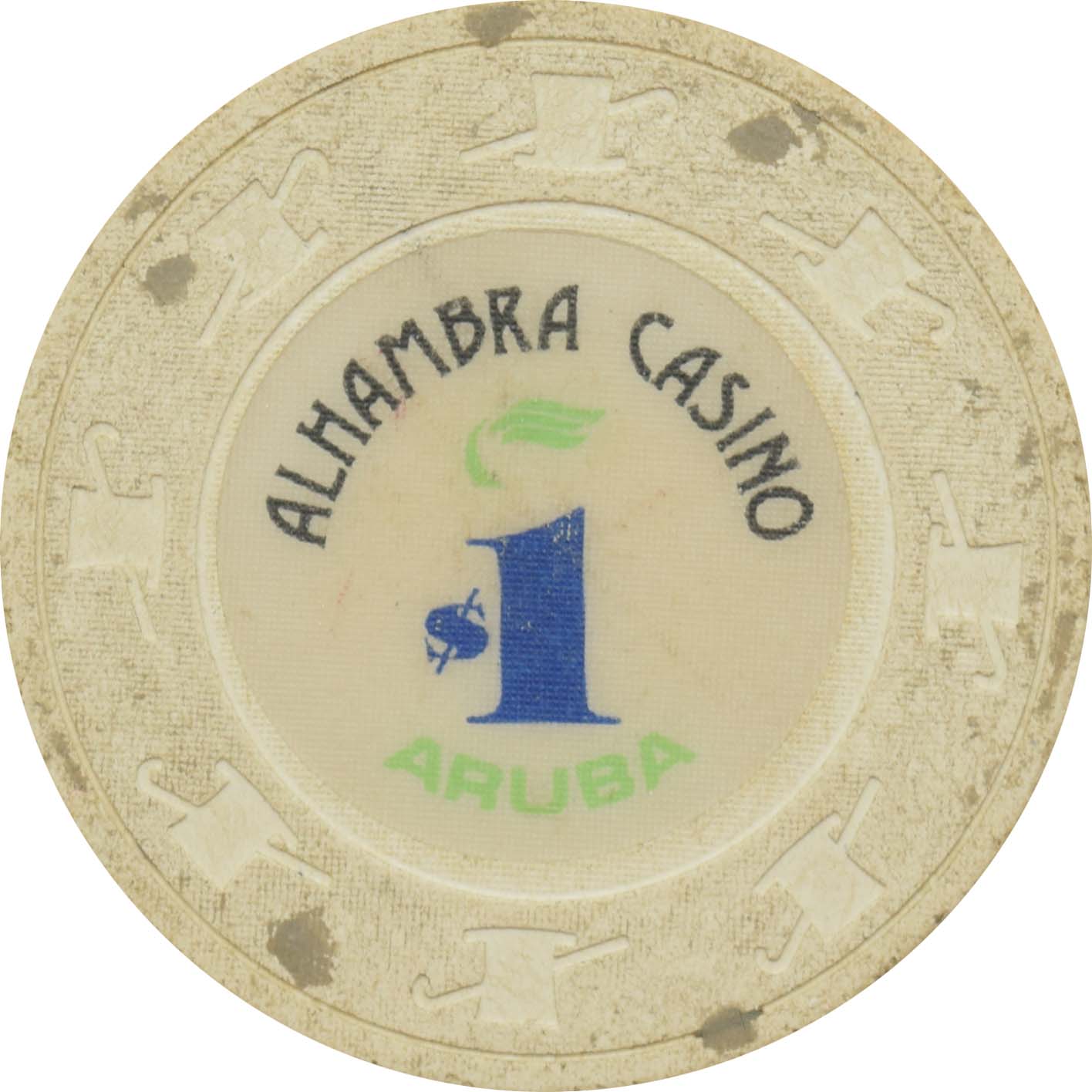 Alhambra Casino Oranjestad Aruba $1 White Chip