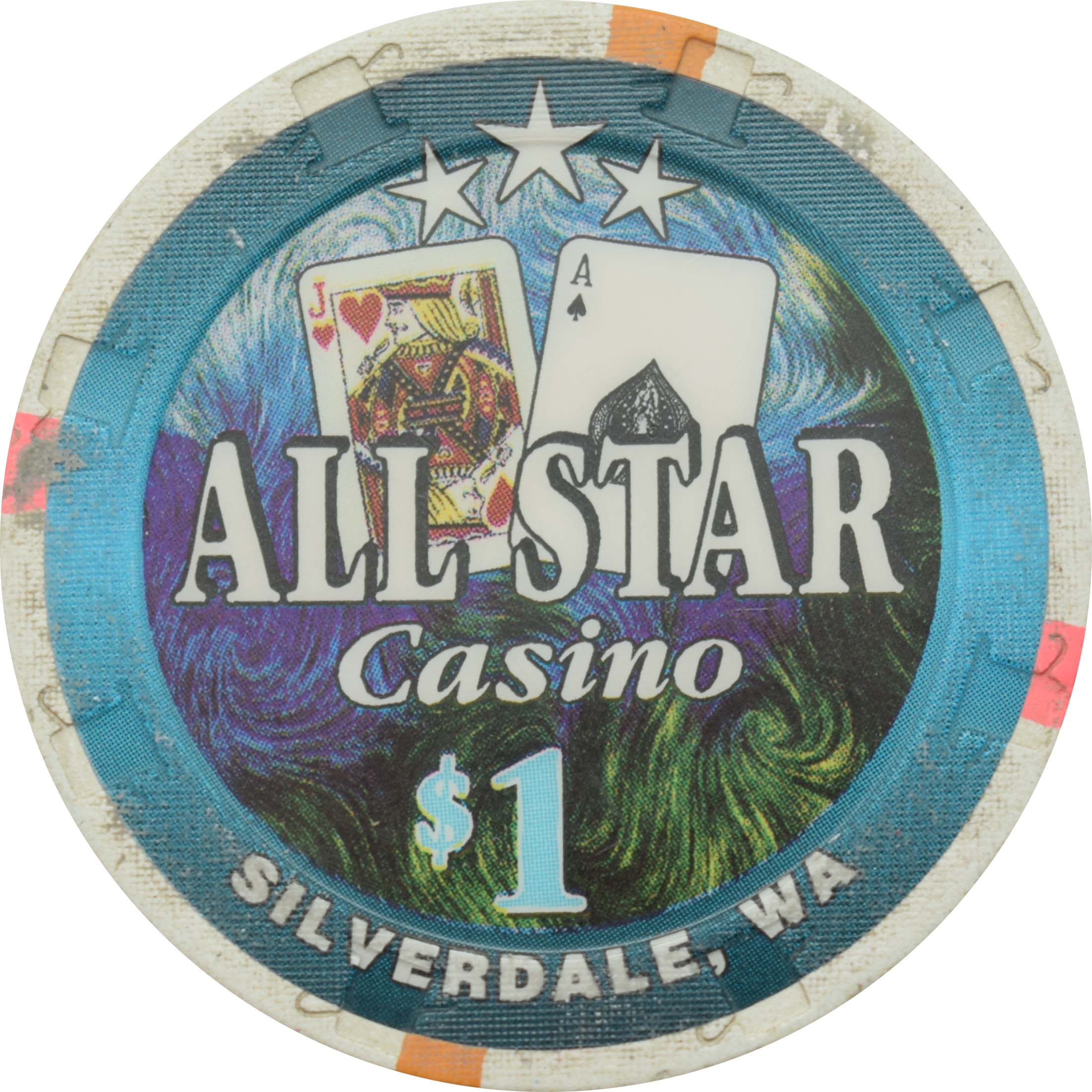 All Star Lanes & Casino Silverdale Washington $1 Chip