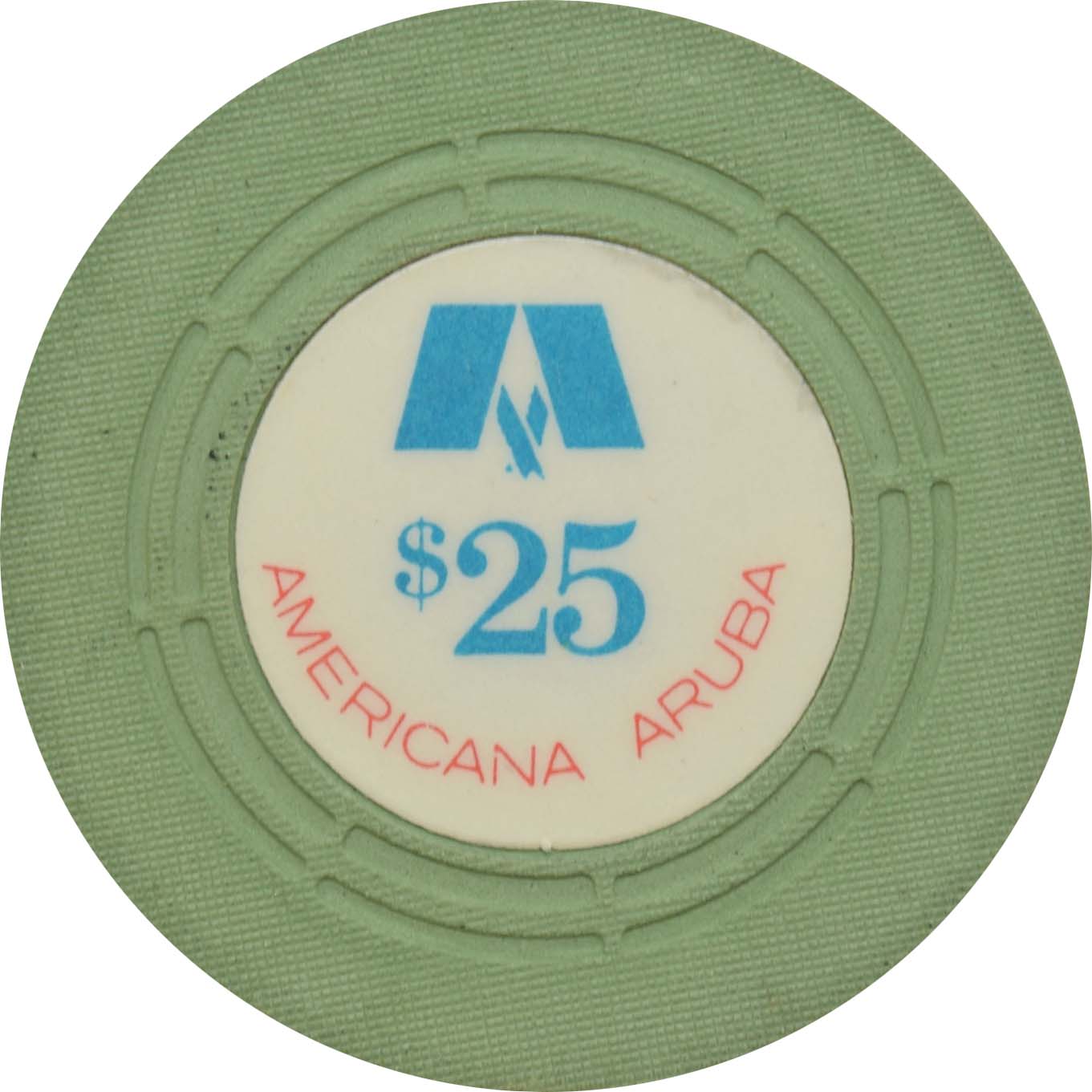 Americana Casino Palm Beach Aruba $25 Red Center Chip