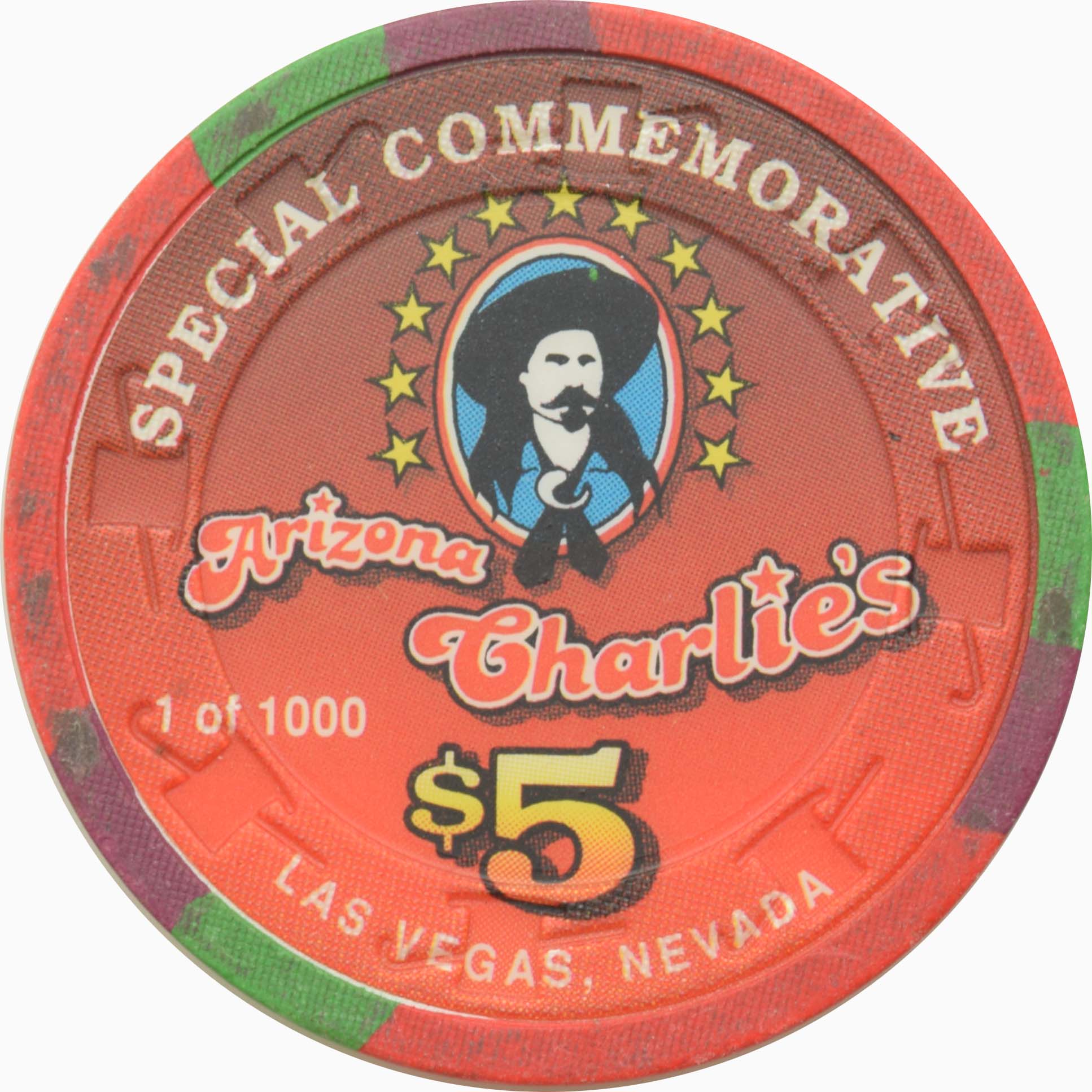 Arizona Charlie's Casino Las Vegas Nevada $5 Paul Rochester Chip 1996 #2