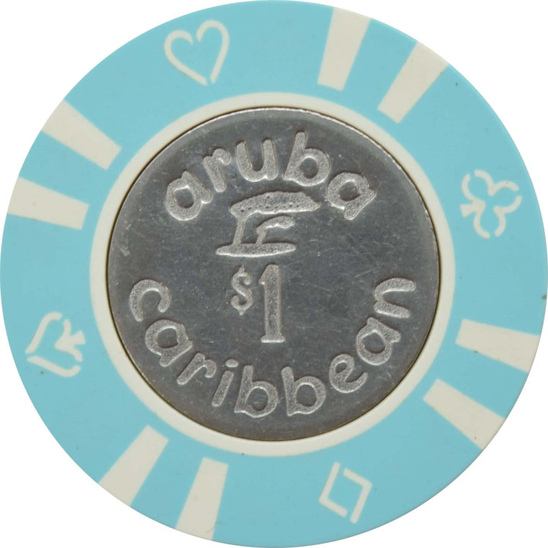 Aruba Caribbean Casino Palm Beach Aruba $1 Lt Blue Chip