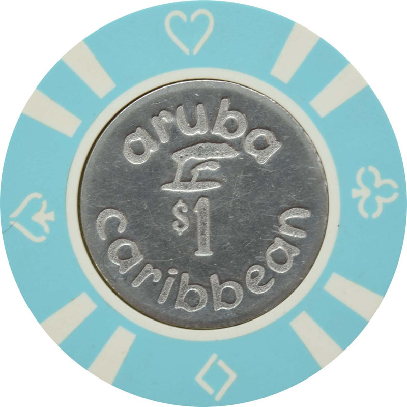 Aruba Caribbean Casino Palm Beach Aruba $1 Lt Blue Chip