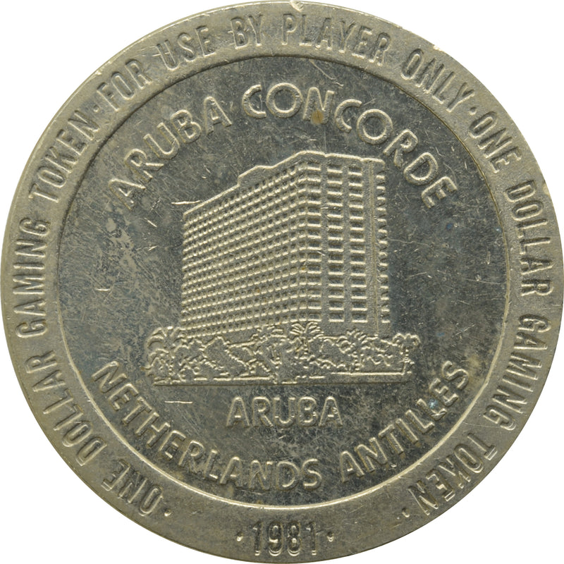 Aruba Concorde Casino Palm Beach Aruba $1 Token 1981