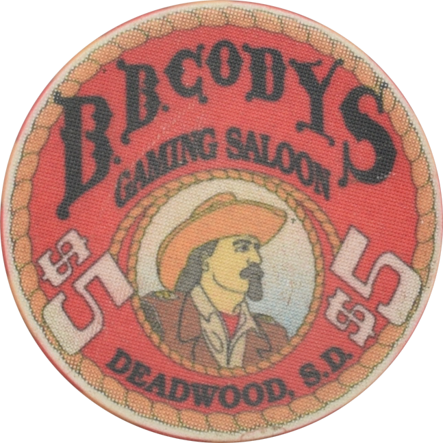 B.B. Cody's Casino Deadwood South Dakota $5 (Cowboy) Chip