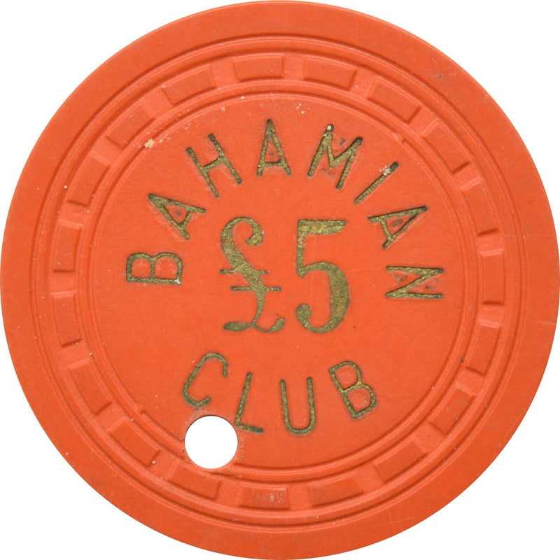 Bahamian Club Casino Nassau Bahamas £5 Cancelled Chip