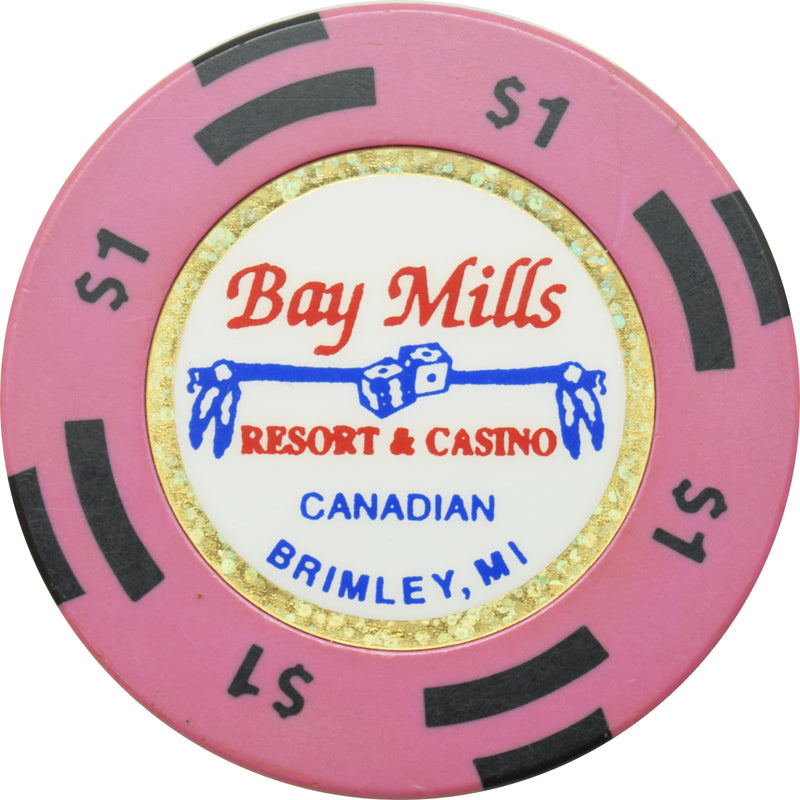 Bay Mills Casino Brimley Michigan $1 Chip