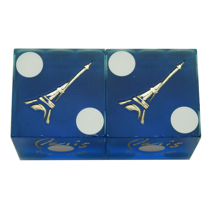 Paris Used Las Vegas Casino Blue Pair of Dice Matching Numbers