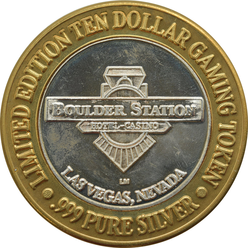 Boulder Station Casino Las Vegas "Engine 2" $10 Silver Strike .999 Fine Silver 1995