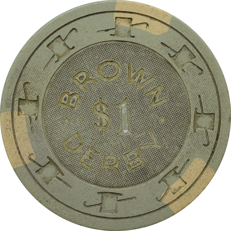 Brown Derby Casino $1 Chip Las Vegas Nevada 1970 Slightly Better Condition