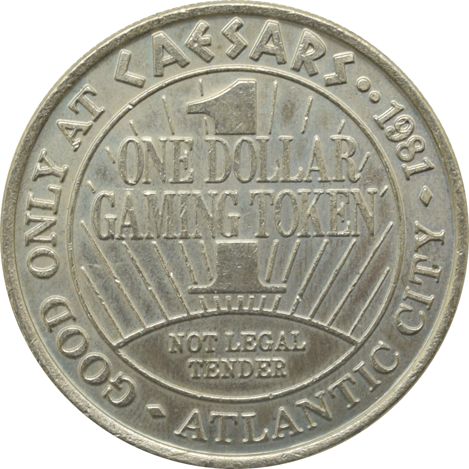 Caesars Casino Atlantic City New Jersey $1 Token 1981