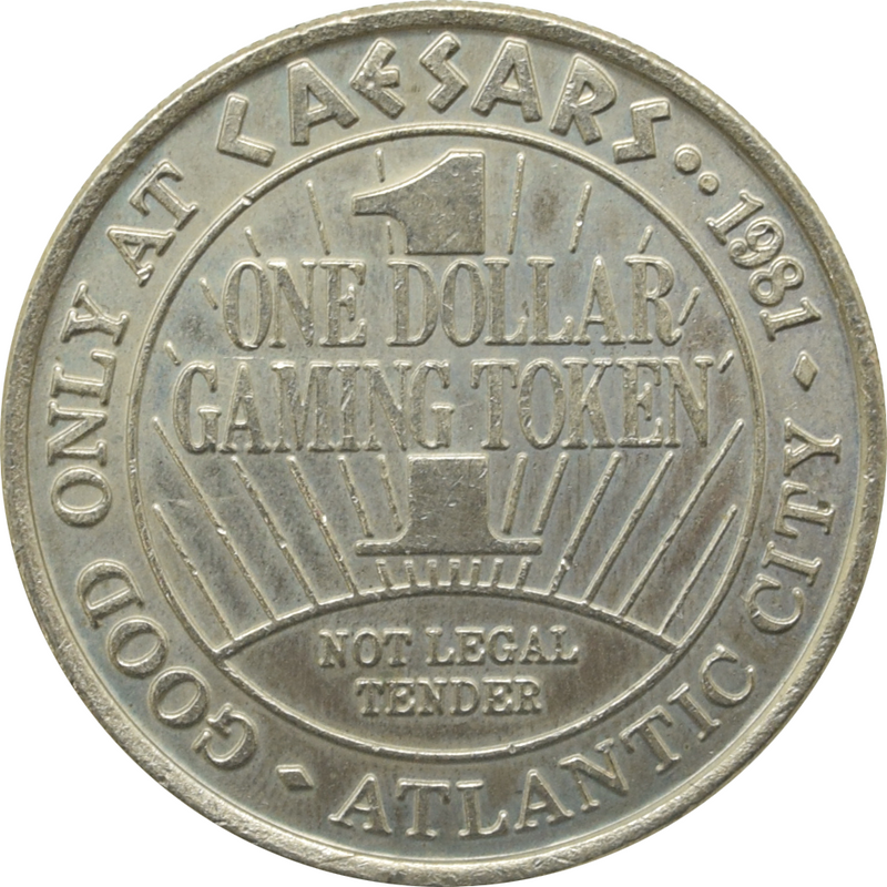 Caesars Casino Atlantic City New Jersey $1 Token 1981