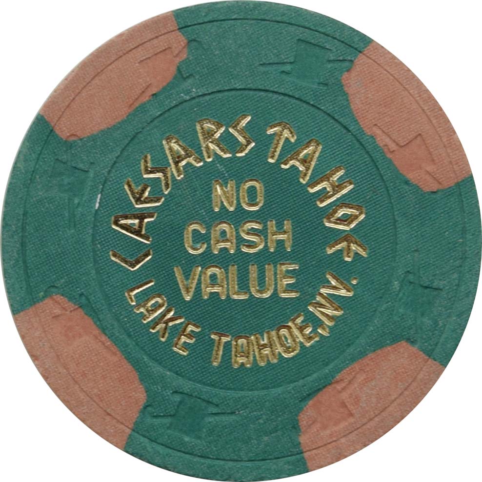 Caesars Tahoe Casino Lake Tahoe Nevada Green/4 Tan NCV Chip 1980s