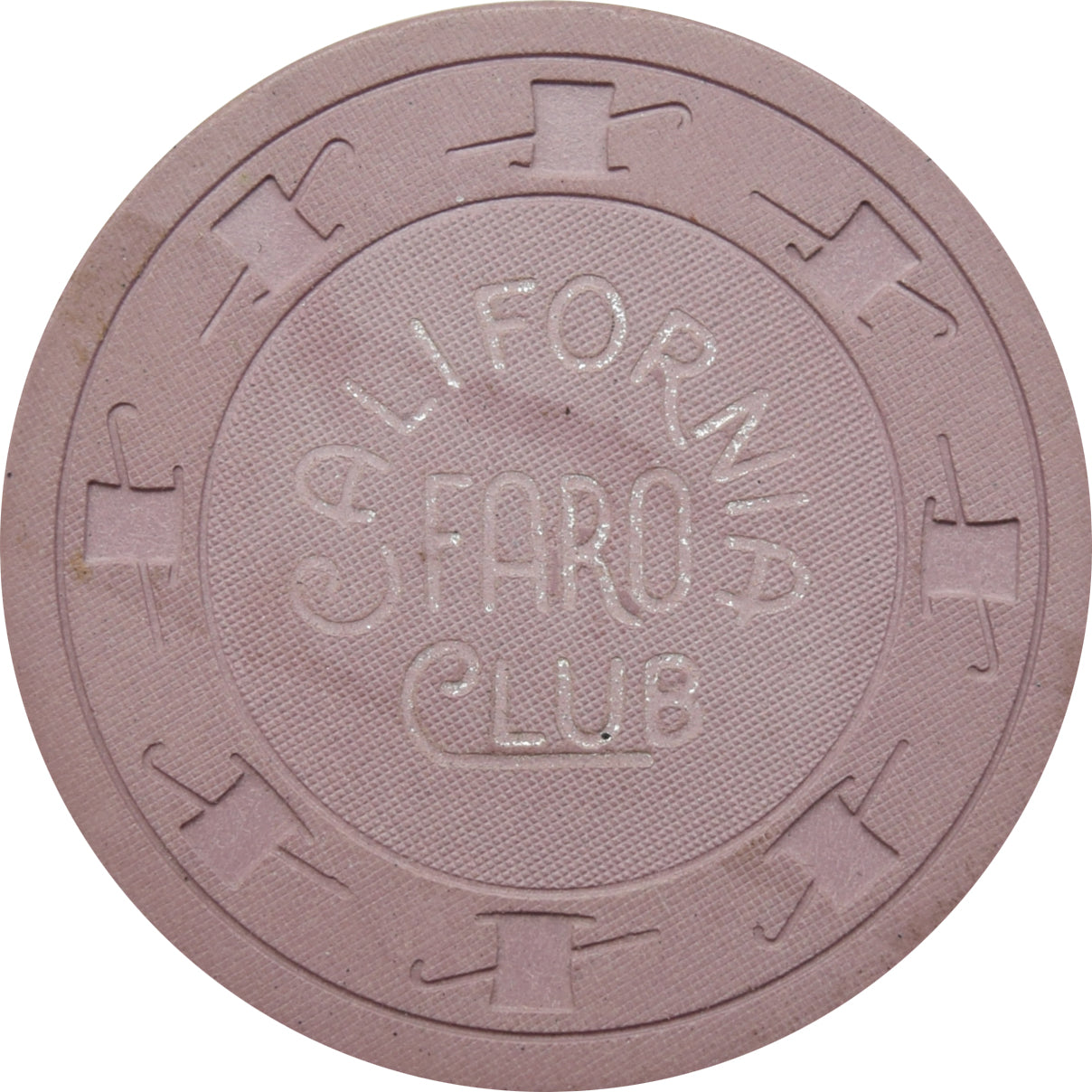 California Club Casino Las Vegas Nevada Lavender Faro Chip 1960s