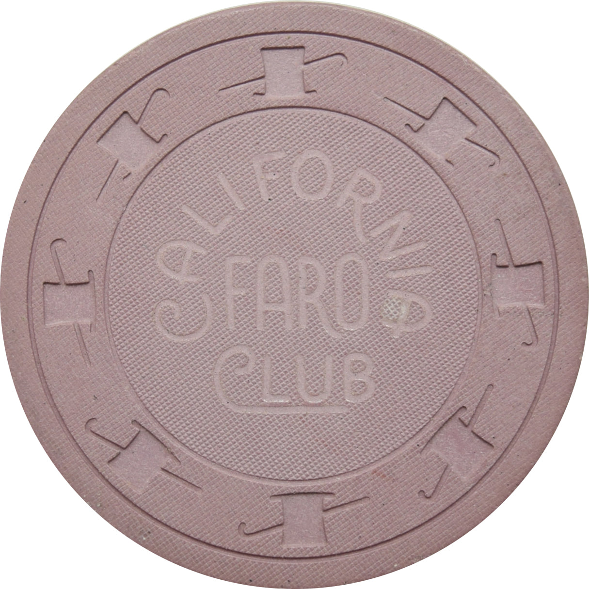 California Club Casino Las Vegas Nevada Lavender Faro Chip 1960s