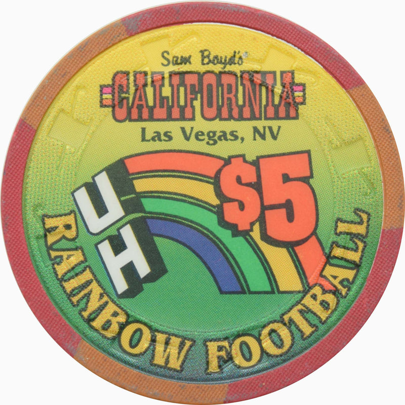 California Hotel Casino Las Vegas Nevada $5 Rainbow Football Chip 1997