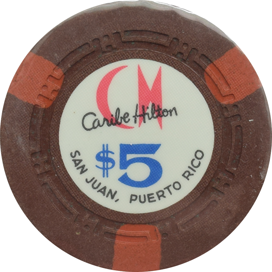 Caribe Hilton Casino San Juan Puerto Rico $5 H.C.E Chip