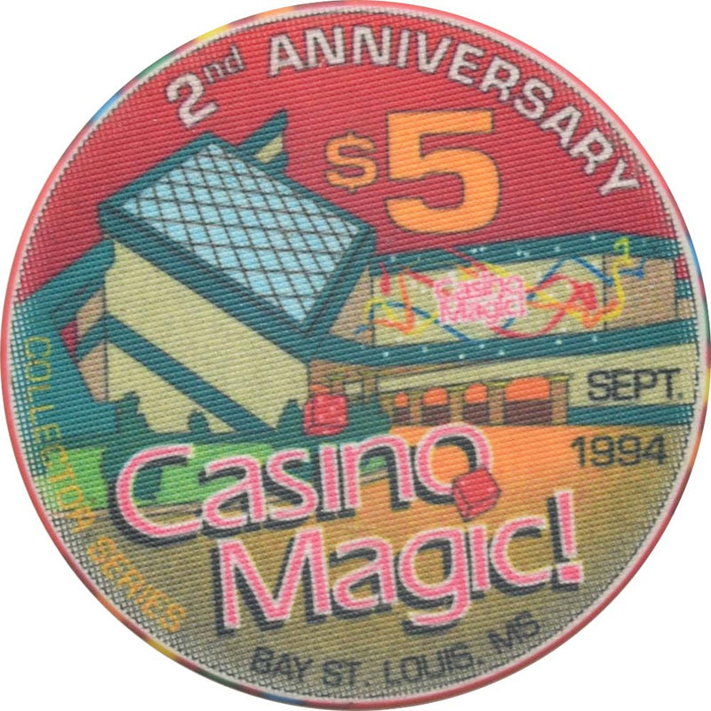 Casino Magic Bay St. Louis Mississippi $5 2nd Anniversary Chip