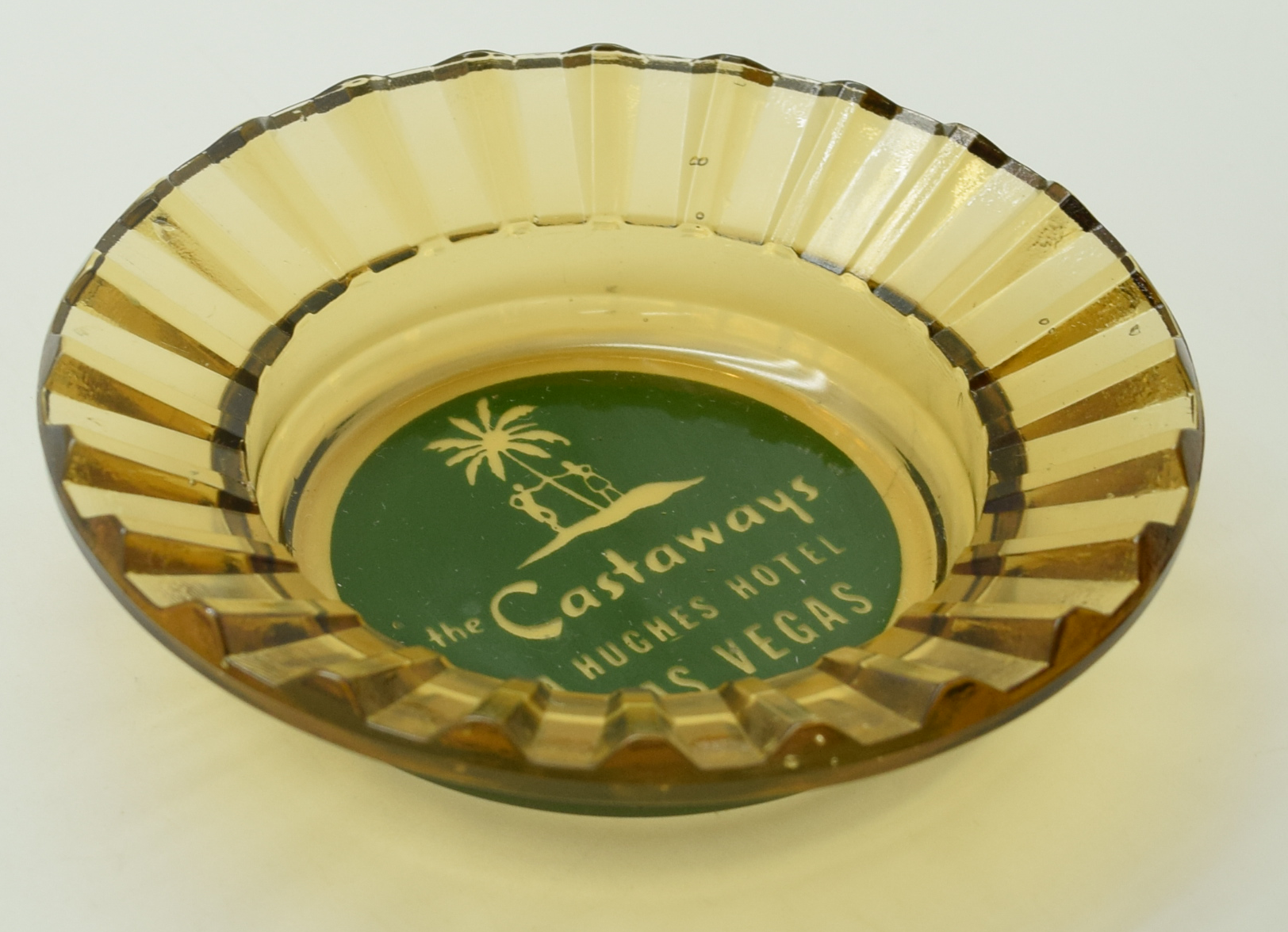 Castaways Casino Las Vegas Nevada "A Hughes Hotel" Clear Yellow Ashtray