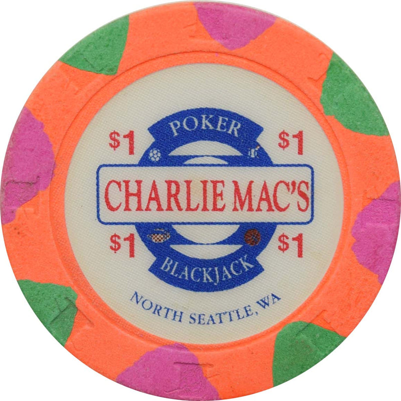 Charlie Macs Card Room Shoreline Washington $1 Chip