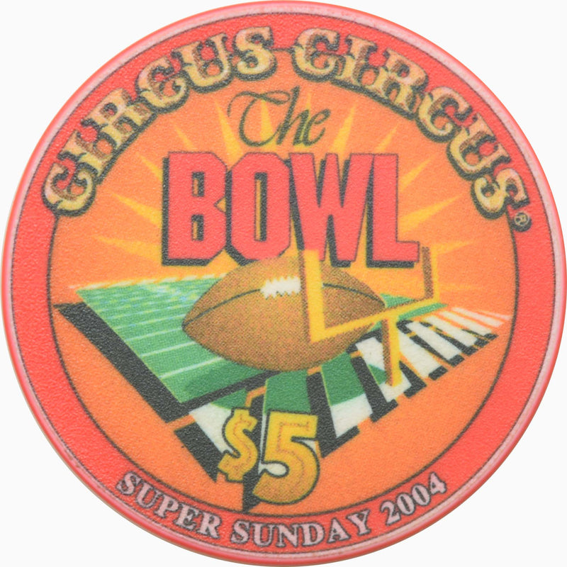 Circus Circus Casino Las Vegas Nevada $5 Super Sunday XXXVIII Chip 2004