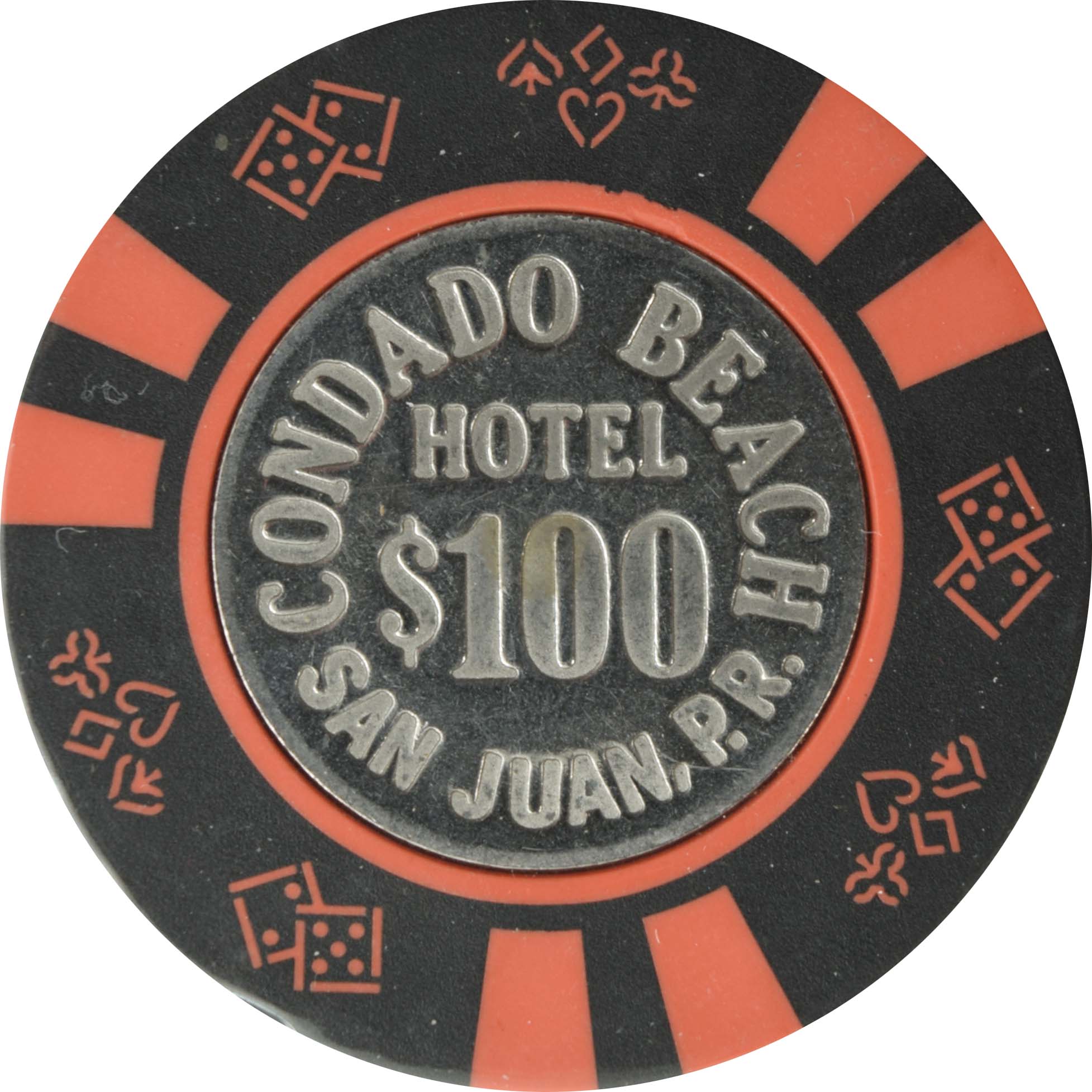 Condado Beach Casino San Juan Puerto Rico $100 Coin Inlay Chip