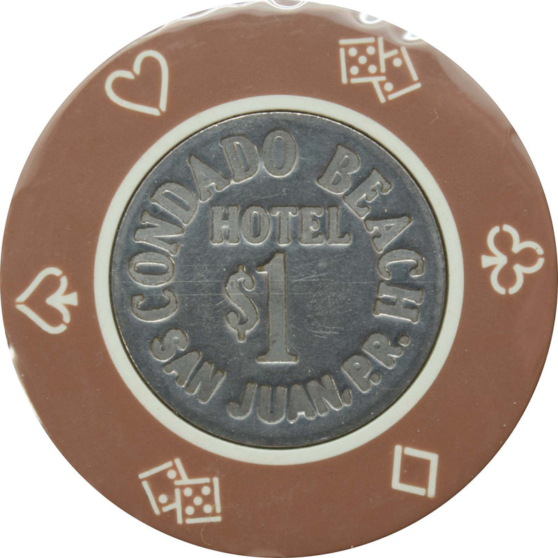 Condado Beach Casino San Juan Puerto Rico $1 Brown Coin Inlay Chip