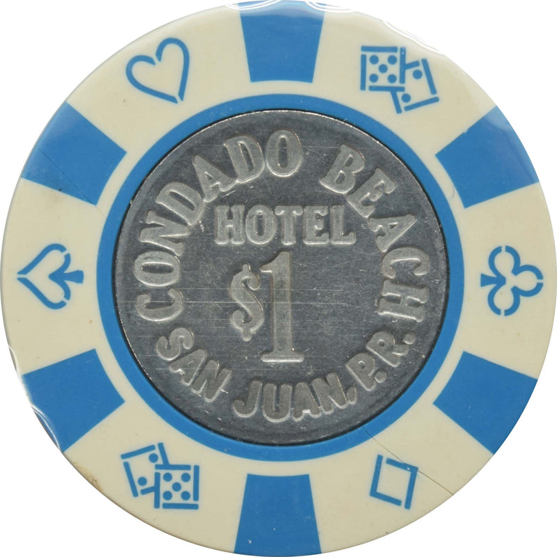 Condado Beach Casino San Juan Puerto Rico $1 White Coin Inlay Chip