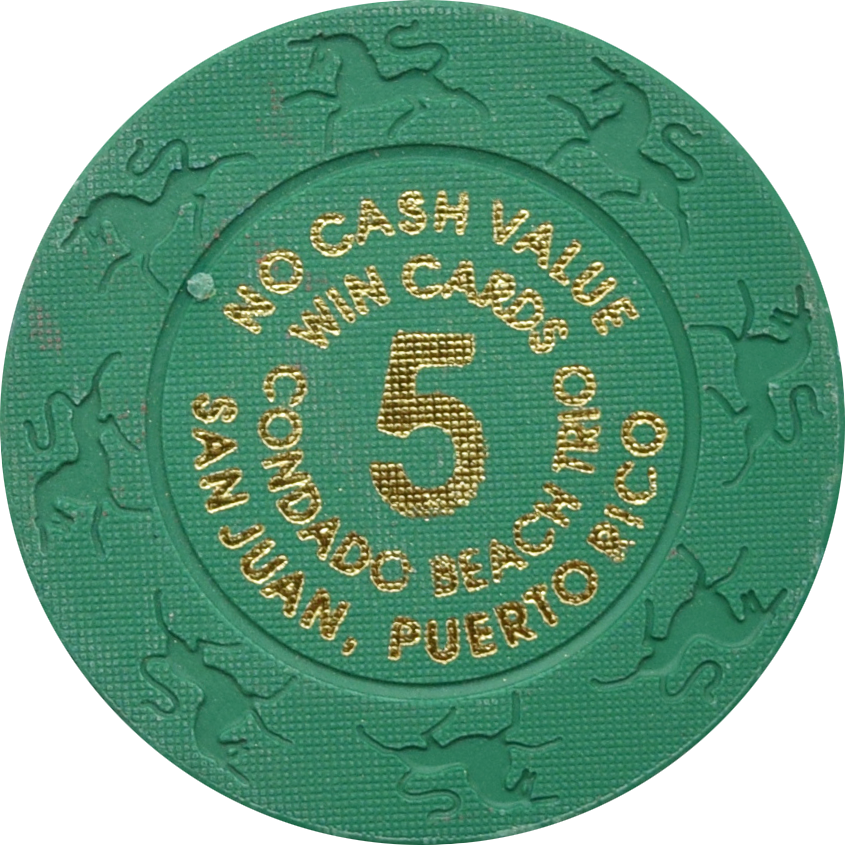 Condado Beach Casino San Juan Puerto Rico 5 Win Cards No Cash Value Chip