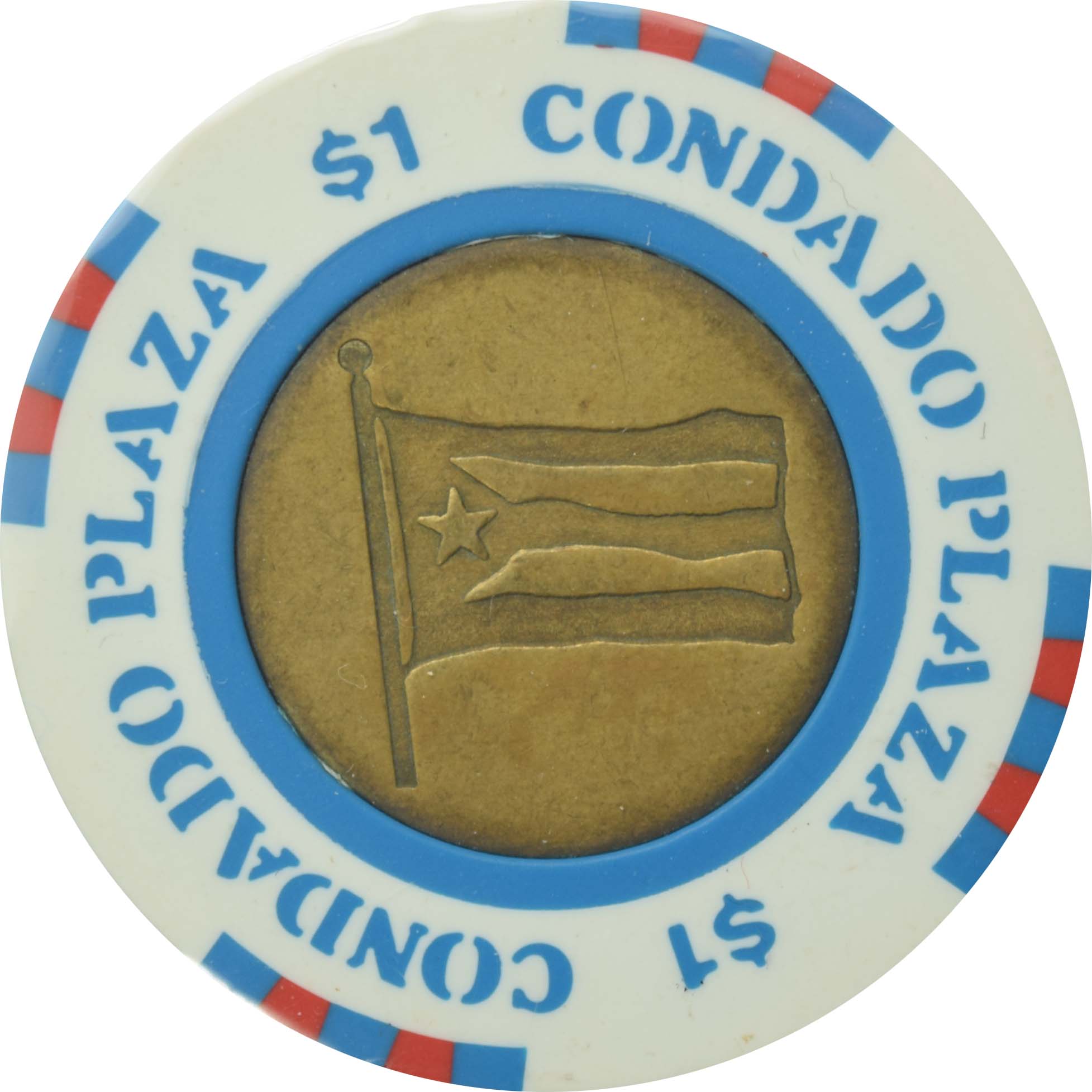 Condado Plaza Casino San Juan Puerto Rico $1 Brass Inlay Chip