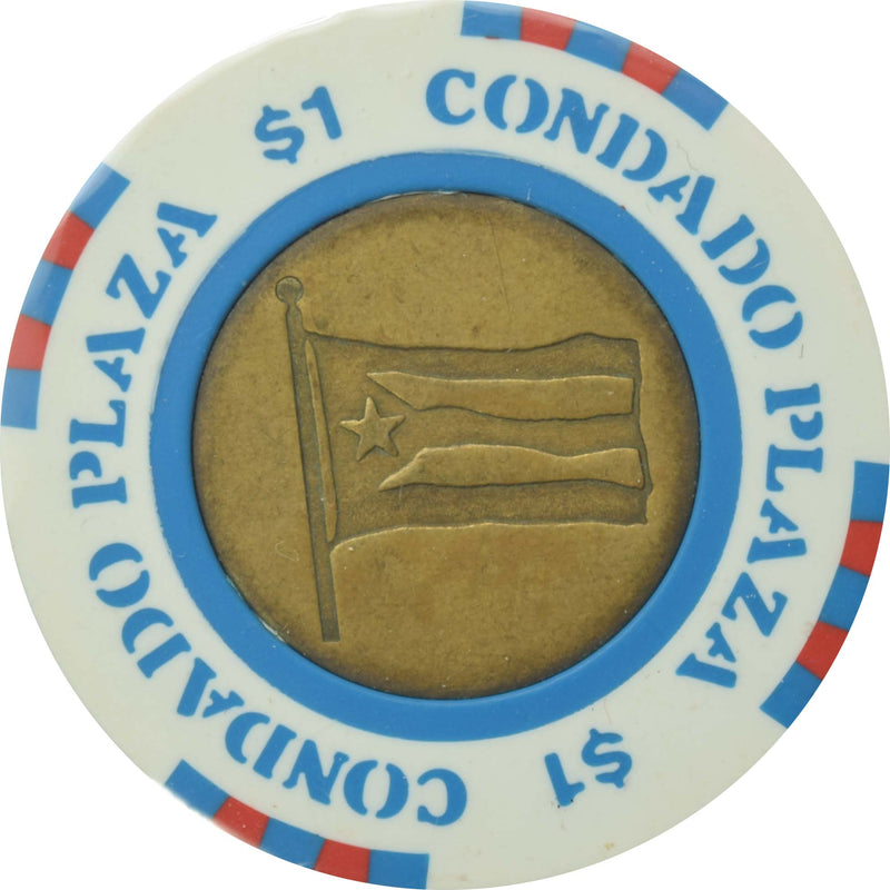 Condado Plaza Casino San Juan Puerto Rico $1 Brass Inlay Chip