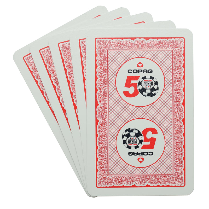 Copag WSOP 50th Anniversary Authentic Used Red Deck Plastic Playing Cards Bridge Size