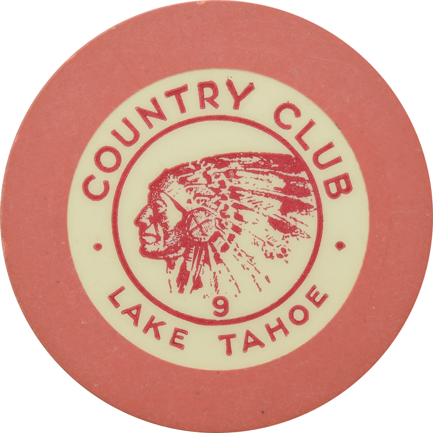 Stateline Country Club Lake Tahoe Nevada Pink Roulette 9 Chip 1935