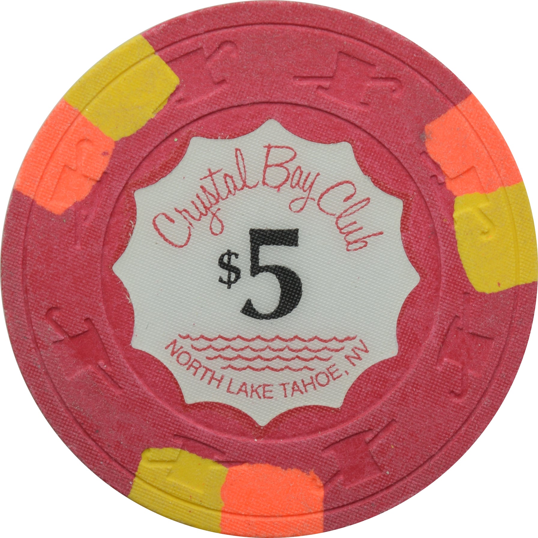 Crystal Bay Club Casino Lake Tahoe Nevada $5 Chip 1990