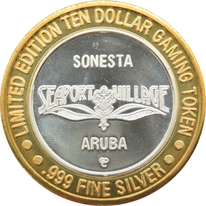 Crystal Casino/Seaport Village Oranjestad Aruba $10 Silver Strike .999 Fine Silver