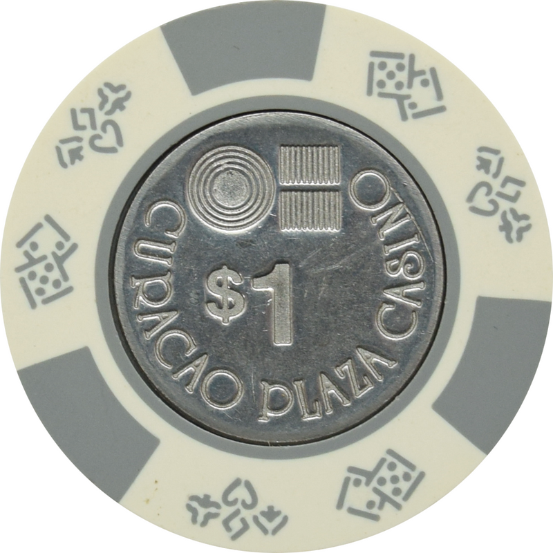 Curacao Plaza Casino Willemstad Curacao $1 White/3 Grey Chip