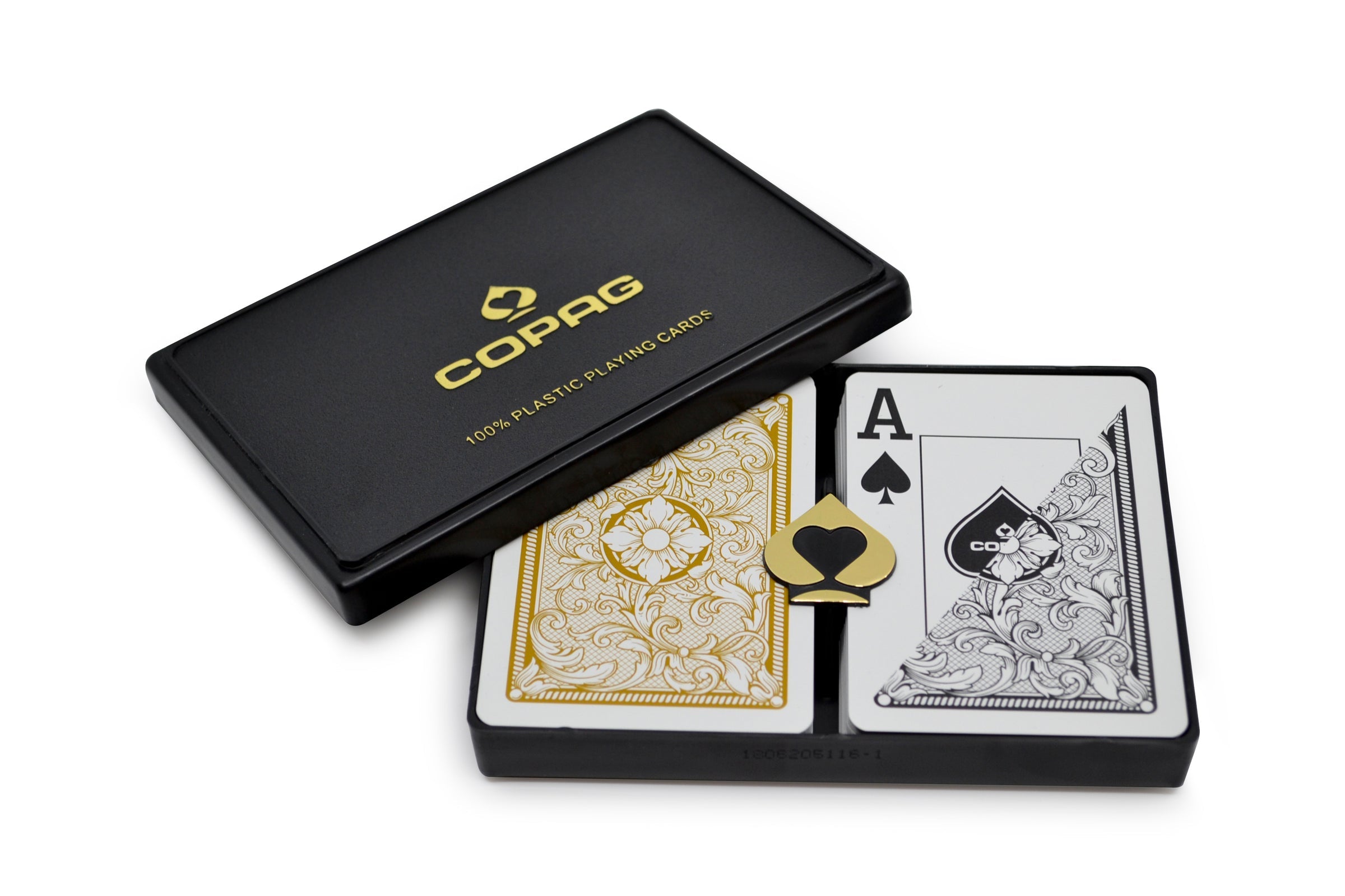 Copag Legacy Plastic Poker Size Jumbo Index Black/Gold Double-Deck Set