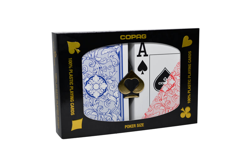 Copag Legacy Plastic Poker Size Jumbo Index Red/Blue Double-Deck Set