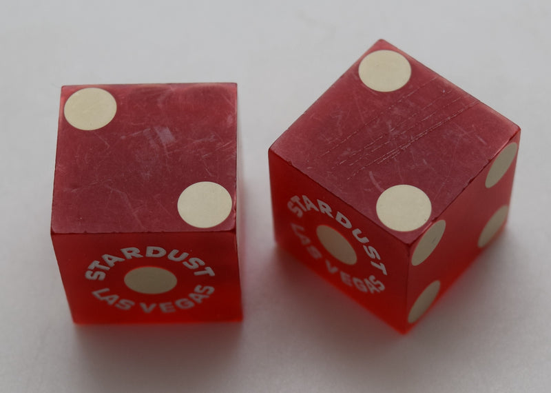 Stardust Casino Las Vegas Nevada Dice Pair Red Matching Numbers