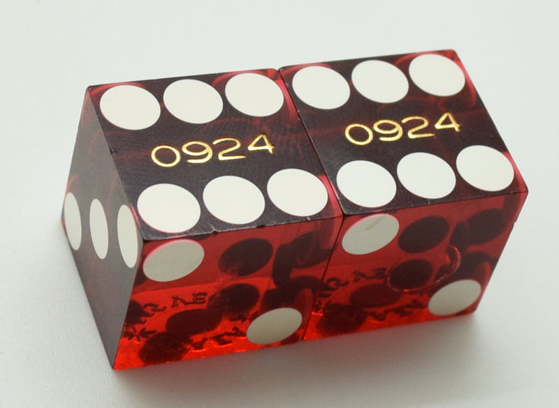 Plaza Casino Las Vegas Nevada Red Dice Pair Matching Numbers Burst Logo