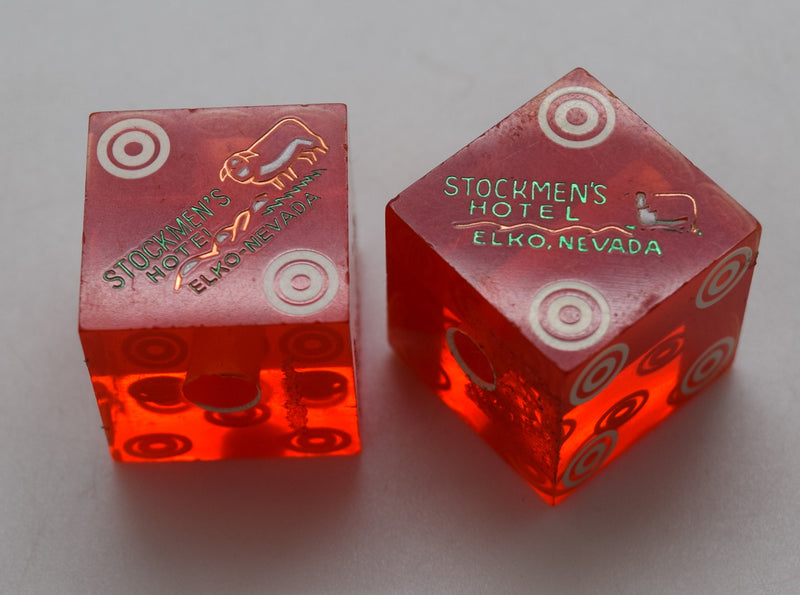 Stockmen's Hotel Elko Nevada Dice Pair Red