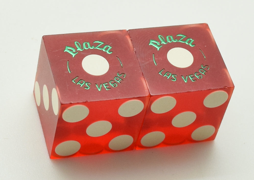 Plaza Casino Las Vegas Nevada Red Dice Pair Matching Logos 1990's