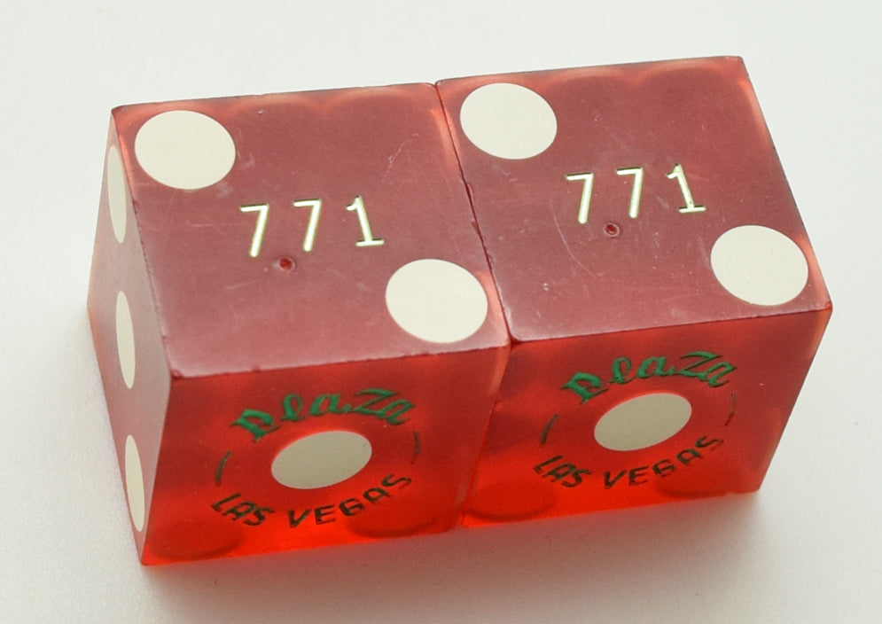 Plaza Casino Las Vegas Nevada Red Dice Pair Matching Logos 1990's