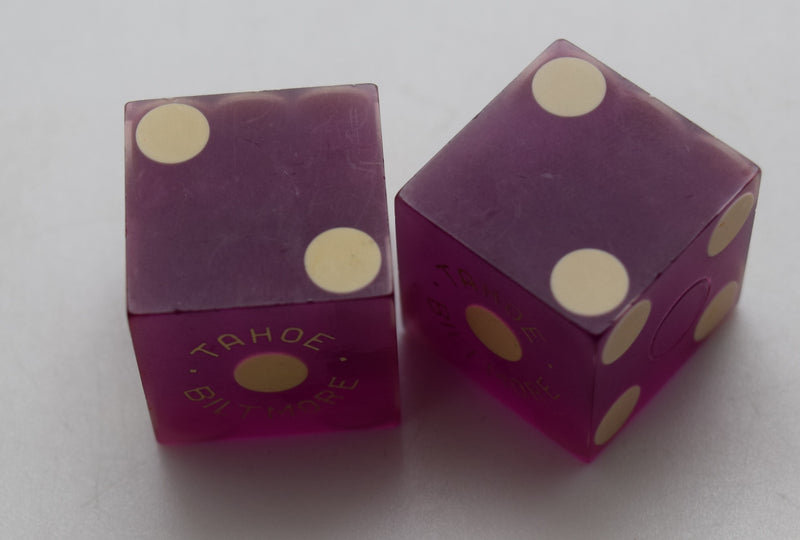 Tahoe Biltmore Casino Lake Tahoe Nevada Dice Pair Purple