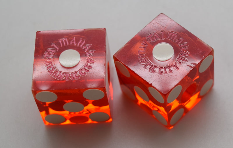 Trump Taj Mahal Casino Atlantic City Dice Pair Red Drilled