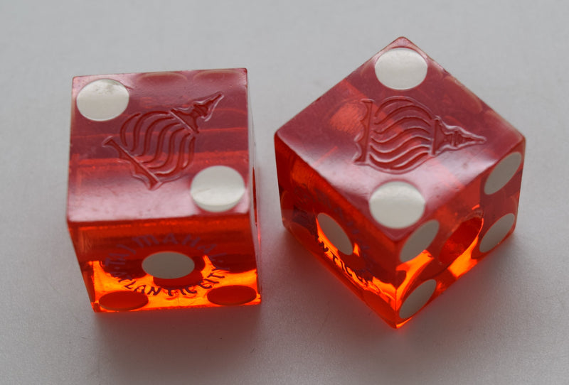 Trump Taj Mahal Casino Atlantic City Dice Pair Red Drilled