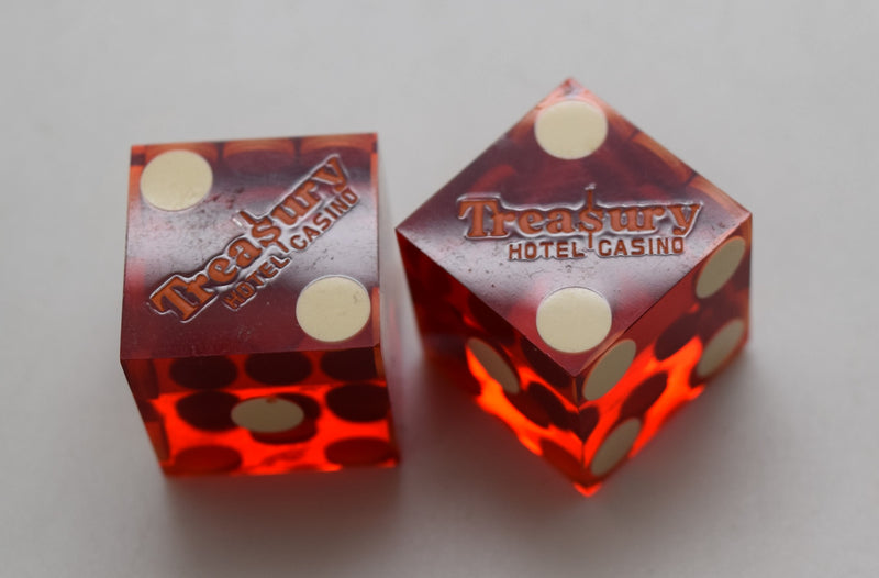 Treasury Hotel and Casino Las Vegas Nevada Dice Pair Red