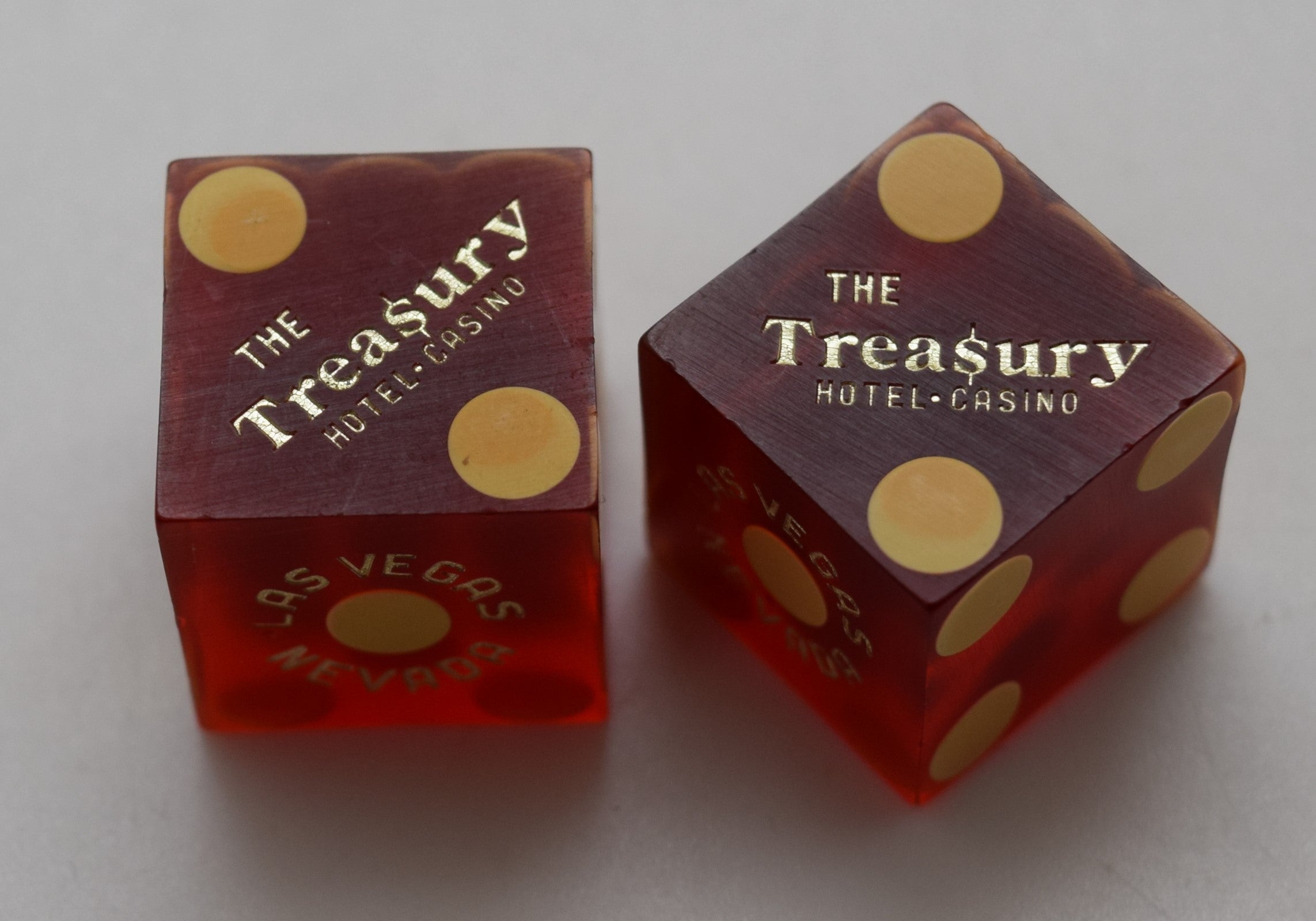 Treasury Hotel and Casino Las Vegas Nevada Dice Pair Red