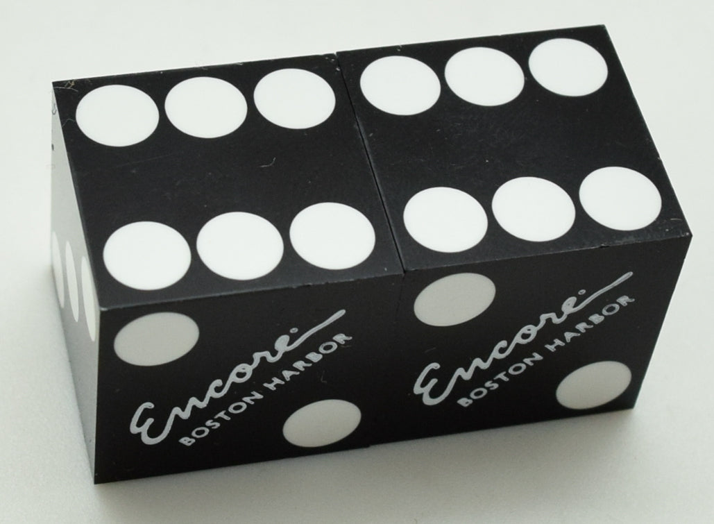 Encore Boston Harbor Casino Everett Massachusetts Black Used Pair of Dice