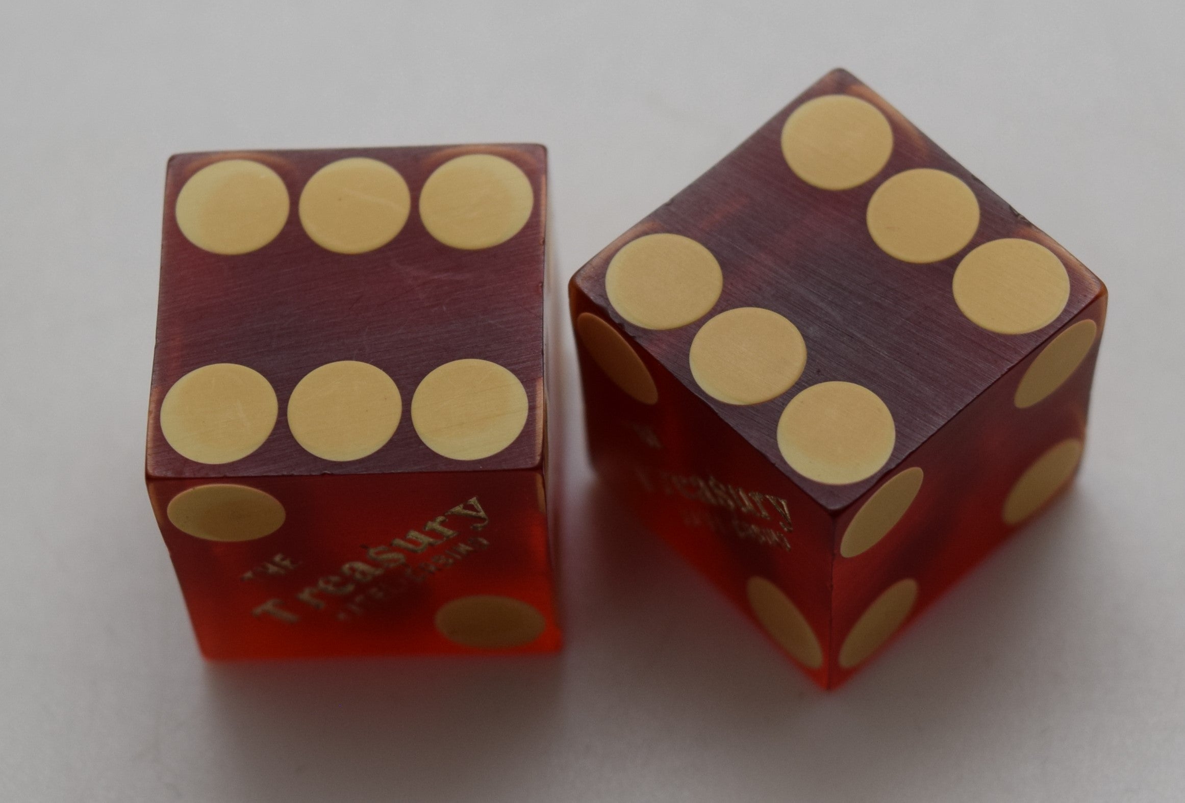 Treasury Hotel and Casino Las Vegas Nevada Dice Pair Red